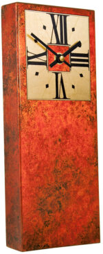 Red Mantle Clock with Black Marbling & Square Dial - Image 2