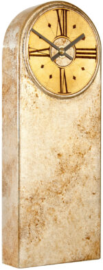 Silver Mantel Clock with Soft Brown Marbling & Round Dial - Image 2