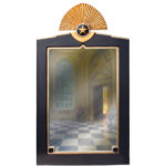 Art Deco Wall Mirror with Fluted Crest